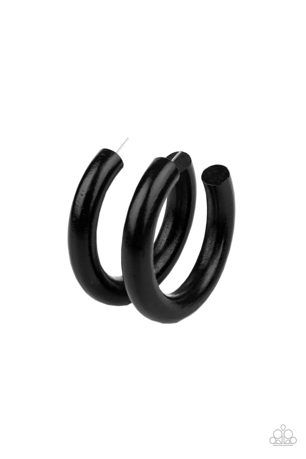 I WOOD Walk 500 Miles Black Hoop Earring - Paparazzi Accessories