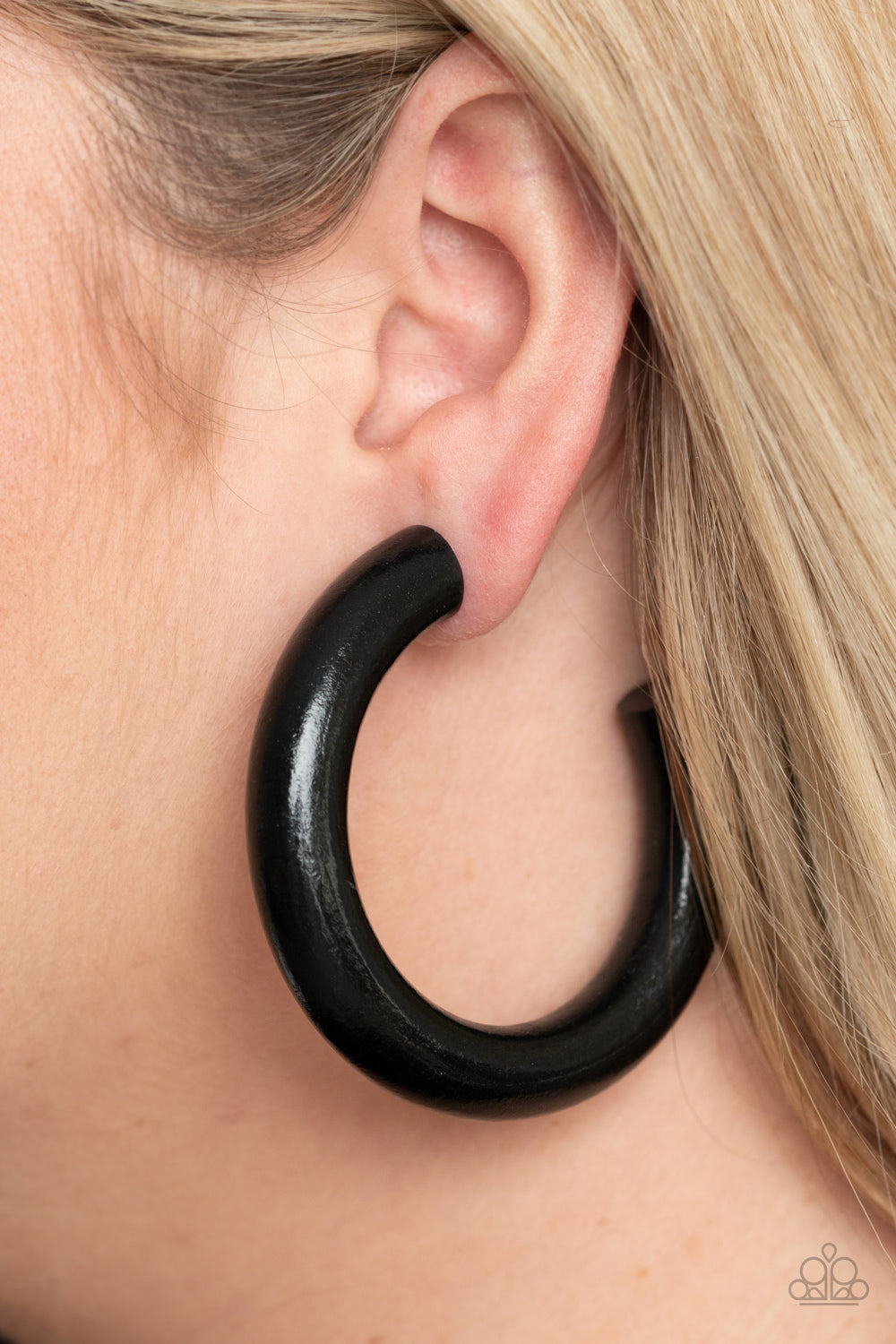 I WOOD Walk 500 Miles Black Hoop Earring - Paparazzi Accessories