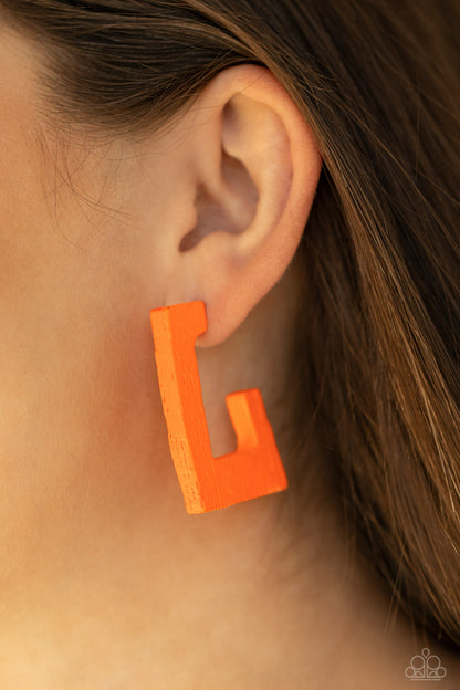 The Girl Next OUTDOOR Orange Hoop Earring - Paparazzi Accessories