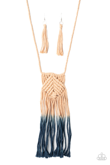 Look At MACRAME Now Blue Necklace - Paparazzi Accessories