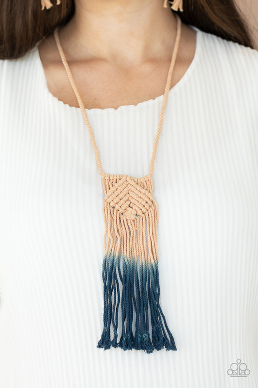 Look At MACRAME Now Blue Necklace - Paparazzi Accessories