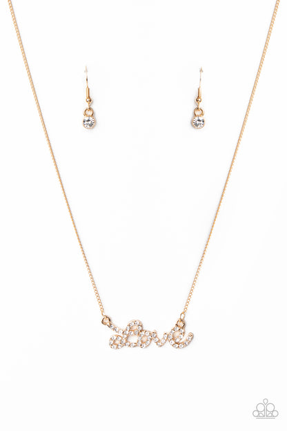 Head Over Heels In Love Gold Necklace - Paparazzi Accessories