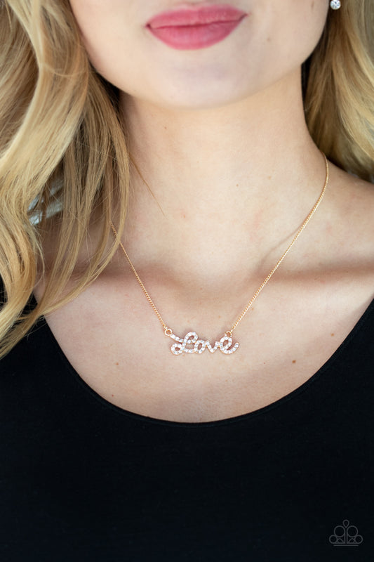 Head Over Heels In Love Gold Necklace - Paparazzi Accessories