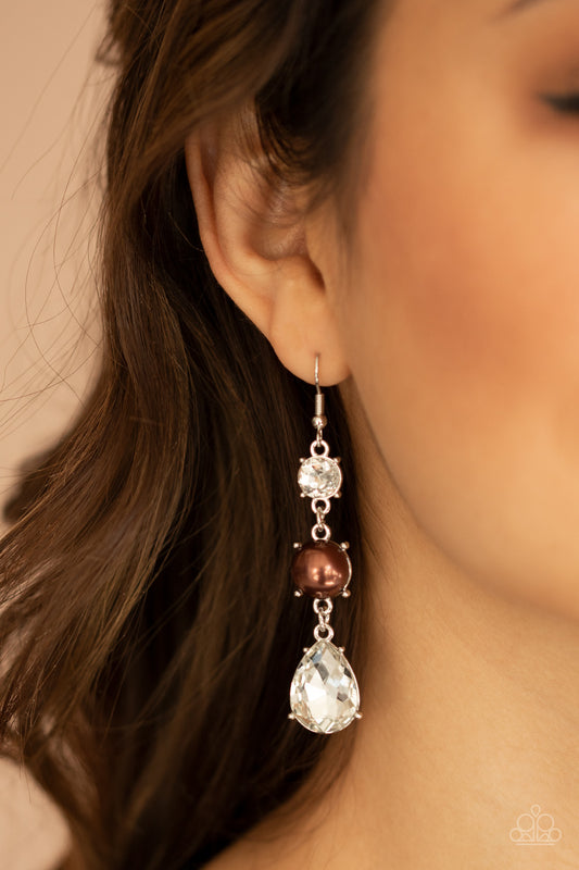 Unpredictable Shimmer Brown Earring - Paparazzi Accessories