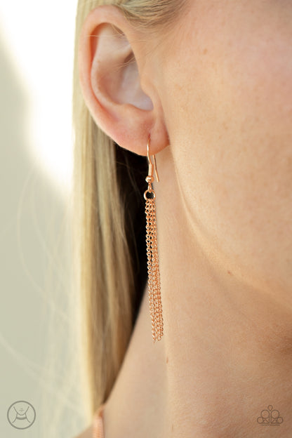 Need I SLAY More Copper Choker Necklace - Paparazzi Accessories. A dainty shiny copper beaded chain joins two rows of plain shiny copper chain around the neck, creating shimmery layers. Features an adjustable clasp closure.  All Paparazzi Accessories are lead free and nickel free!  Sold as one individual choker necklace. Includes one pair of matching earrings.