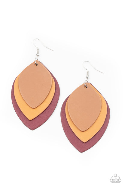 Light as a LEATHER Red Earring - Paparazzi Accessories