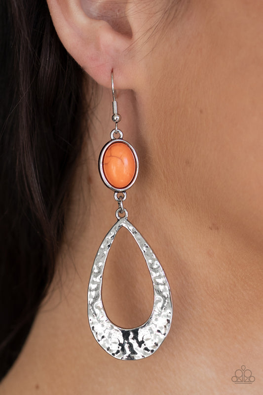 Badlands Baby Orange Earring - Paparazzi Accessories