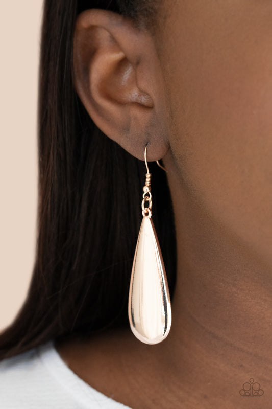The Drop Off Rose Gold Earring - Paparazzi Accessories