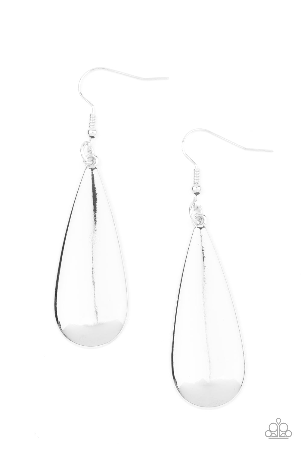 The Drop Off Silver Earring - Paparazzi Accessories