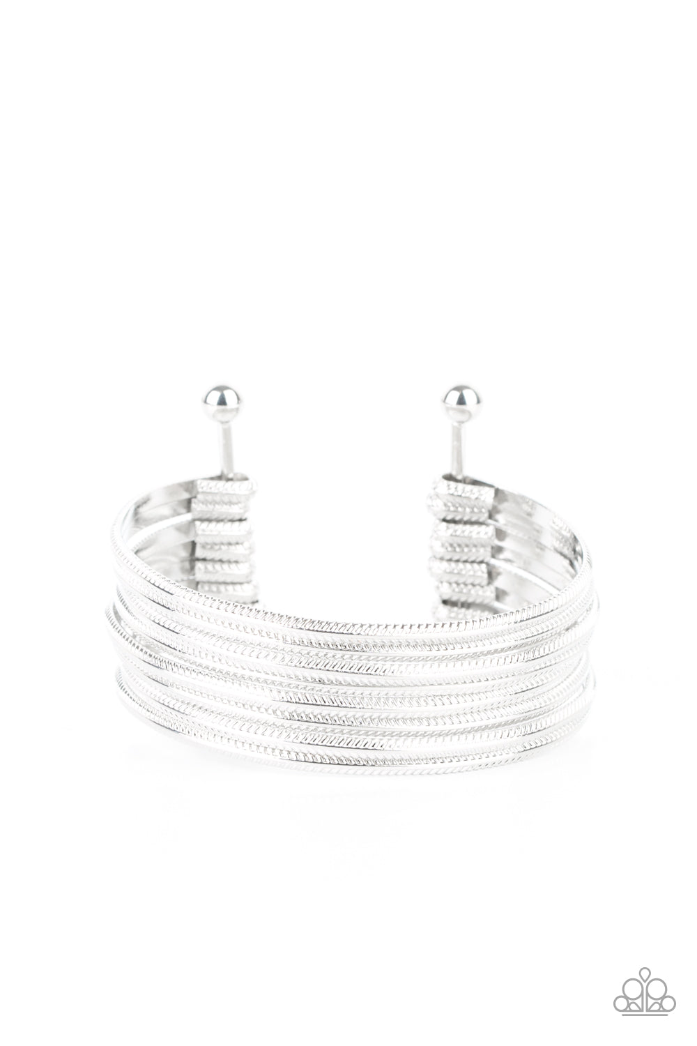 Now Watch Me Stack Silver Cuff Bracelet - Paparazzi Accessories