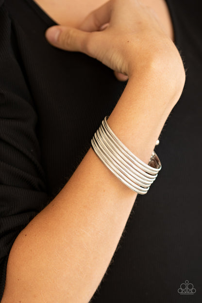 Now Watch Me Stack Silver Cuff Bracelet - Paparazzi Accessories