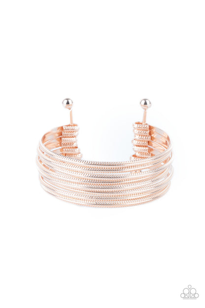 Now Watch Me Stack Rose Gold Cuff Bracelet - Paparazzi Accessories
