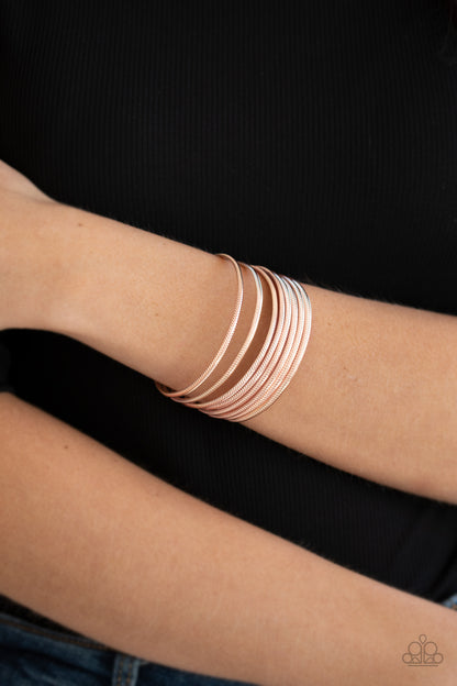 Now Watch Me Stack Rose Gold Cuff Bracelet - Paparazzi Accessories