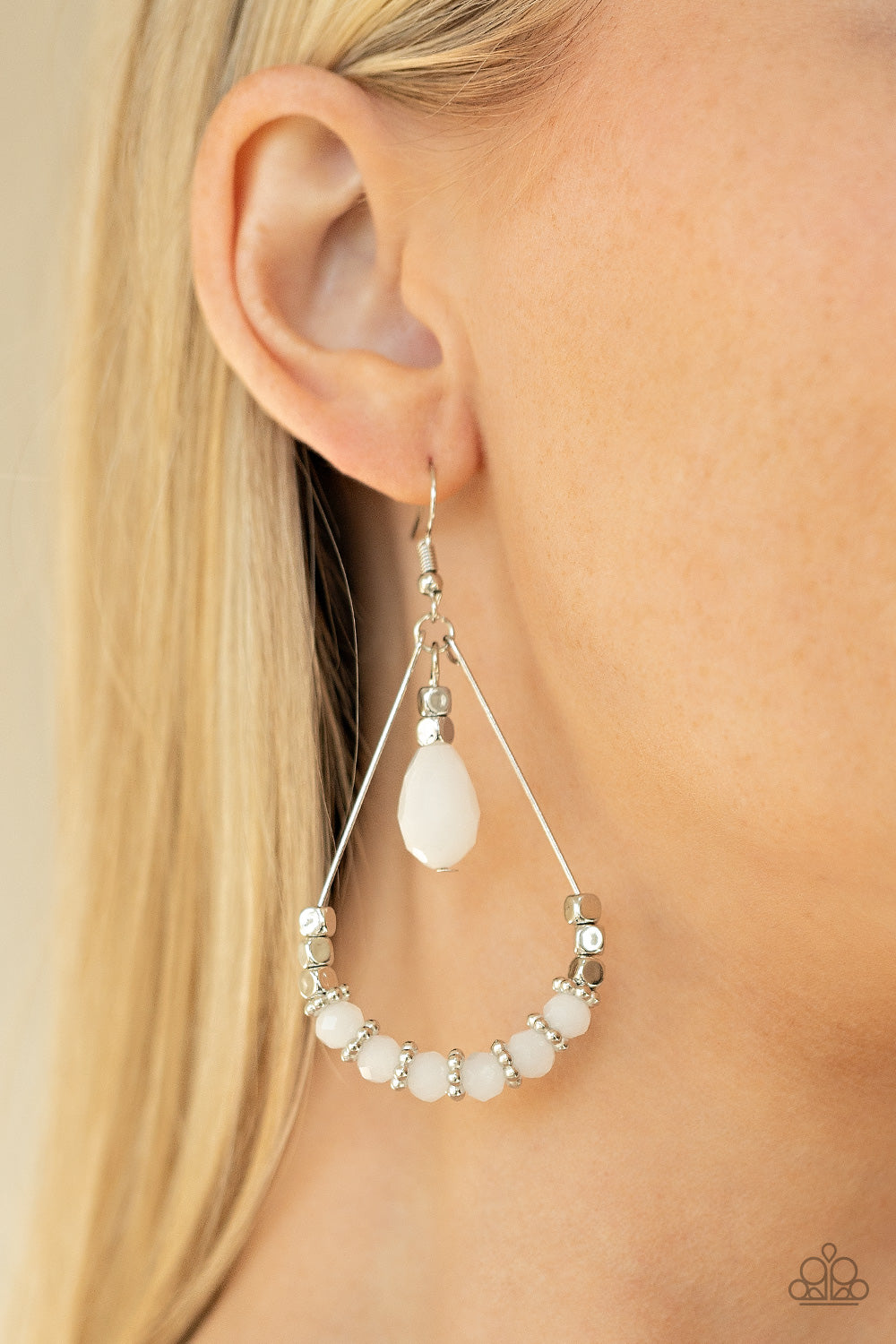 Lovely Lucidity White Earring - Paparazzi Accessories