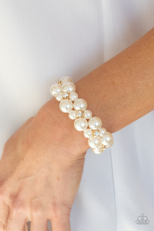 Flirt Alert Gold Pearl Bracelet - Paparazzi Accessories