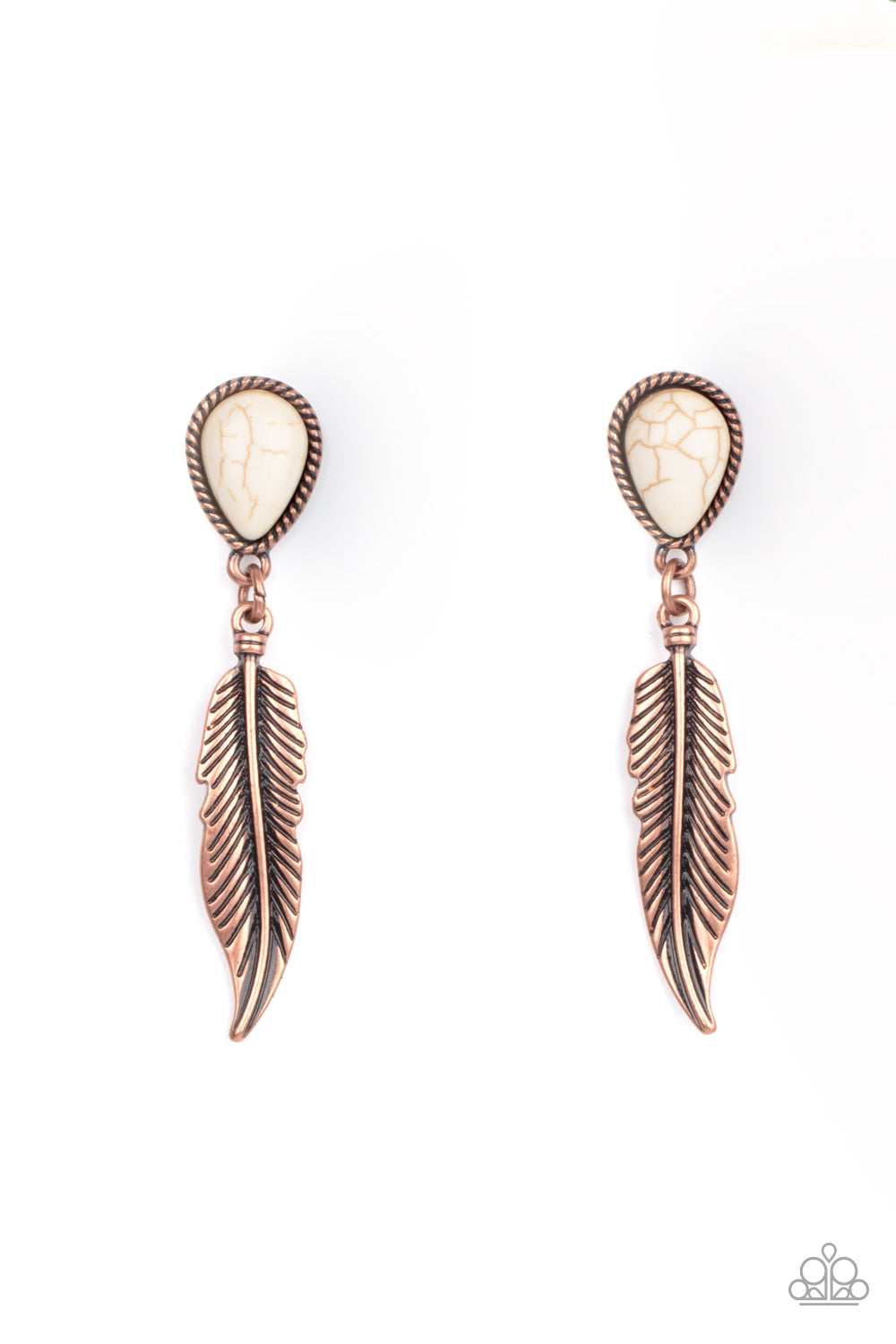 Totally Tran-QUILL Copper Earring - Paparazzi Accessories