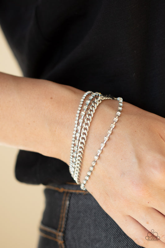 Brilliantly Beaming White Bracelet - Paparazzi Accessories