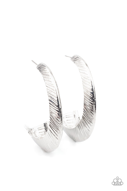 I Double FLARE You Silver Hoop Earring - Paparazzi Accessories