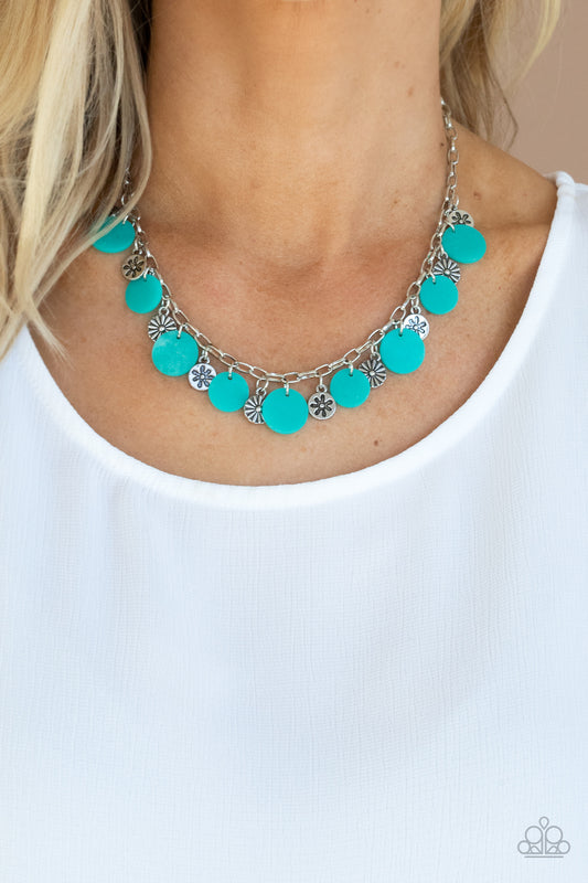 Flower Powered Blue Necklace - Paparazzi Accessories