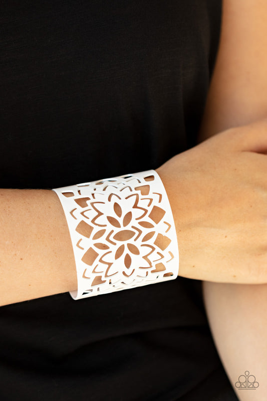 Hacienda Hotspot White Cuff Bracelet - Paparazzi Accessories