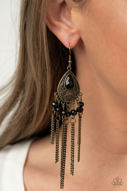 Floating on HEIR Brass Earring - Paparazzi Accessories