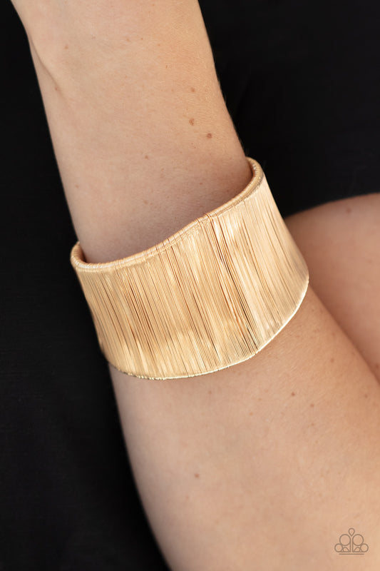 Hot Wired Wonder Gold Cuff Bracelet - Paparazzi Accessories