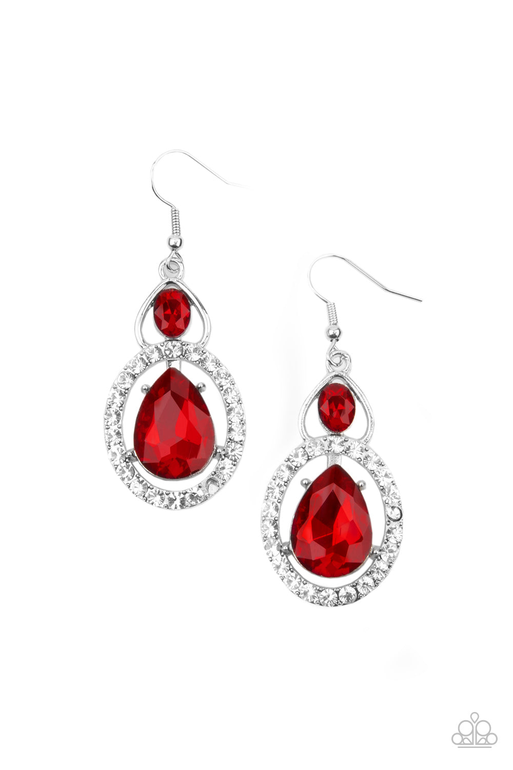 Double The Drama Red Earring - Paparazzi Accessories