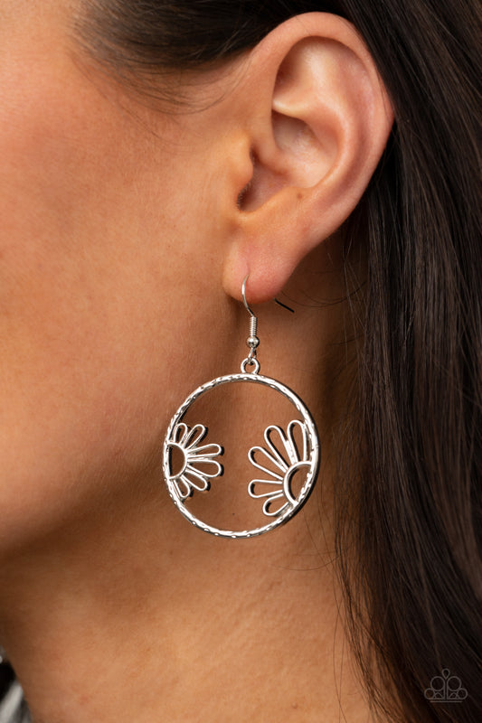 Demurely Daisy Silver Earring - Paparazzi Accessories