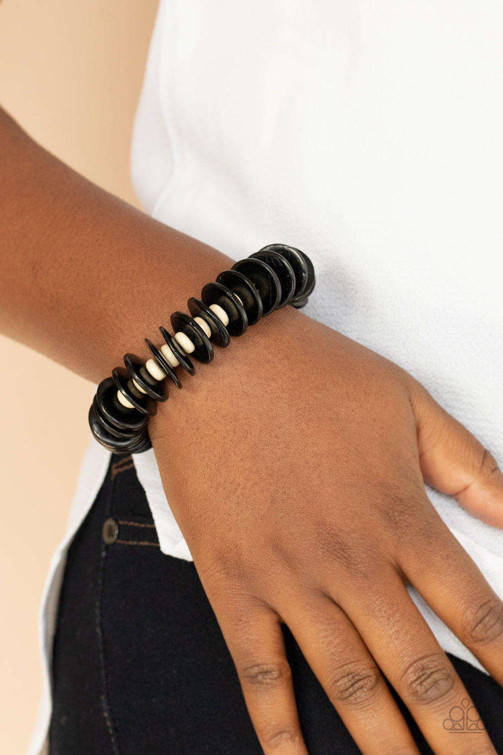 Caribbean Reefs Black Wooden Bracelet - Paparazzi Accessories