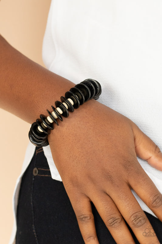 Caribbean Reefs Black Wooden Bracelet - Paparazzi Accessories