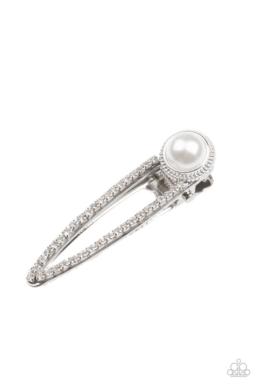 Expert in Elegance White Hair Clip - Paparazzi Accessories