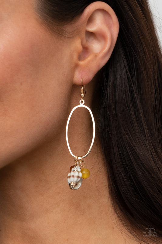 Golden Grotto Yellow Earring - Paparazzi Accessories