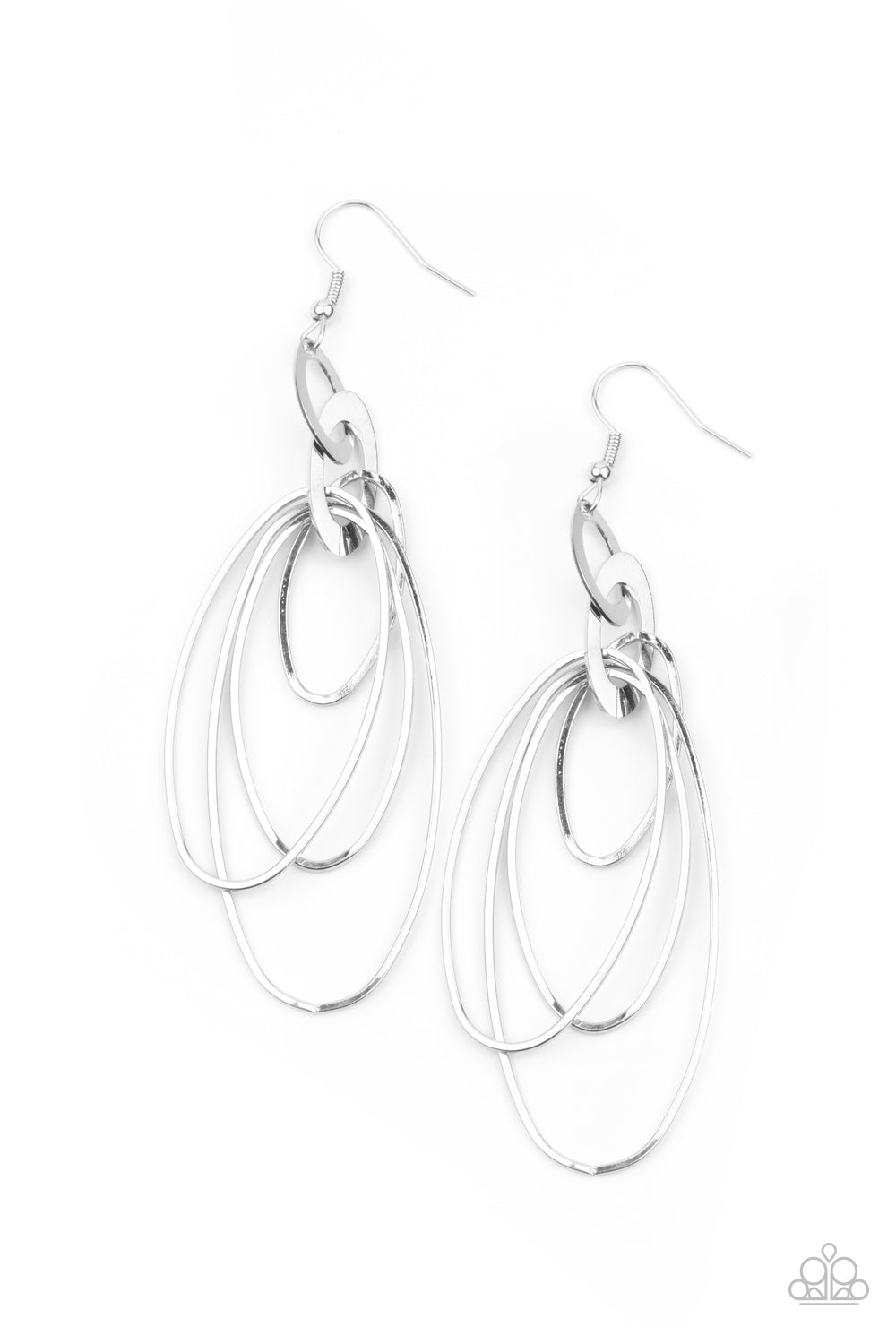 OVAL The Moon Silver Earring - Paparazzi Accessories