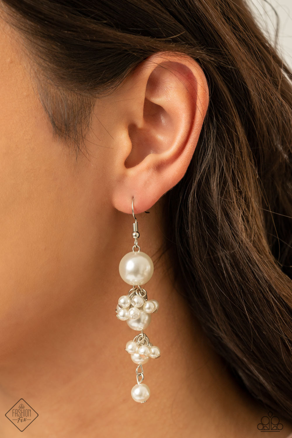 Ageless Applique White Pearl Earring - Paparazzi Accessories