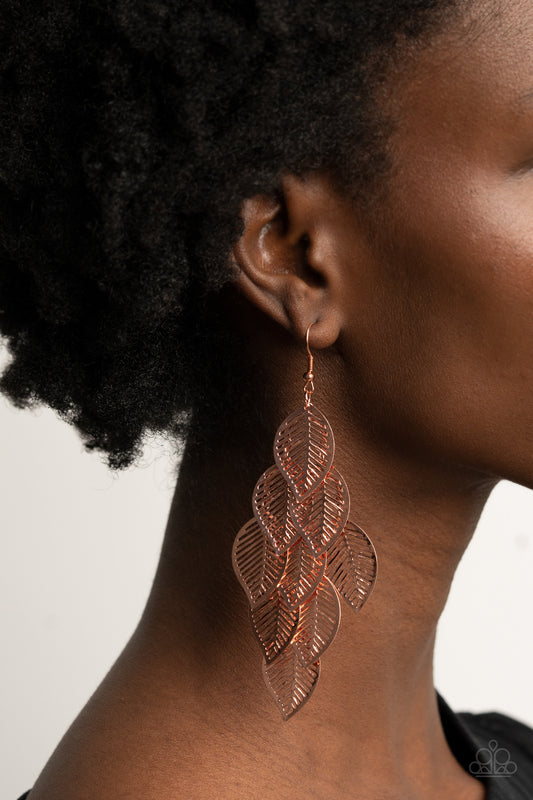 Limitlessly Leafy Copper Earring - Paparazzi Accessories