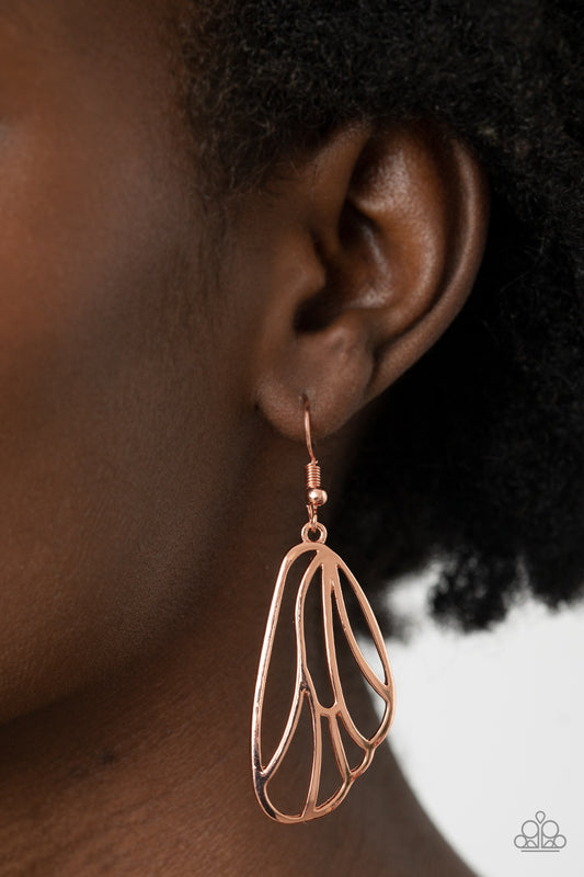 Turn Into A Butterfly Copper Earring - Paparazzi Accessories