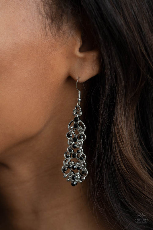 Diva Decorum Black Earring - Paparazzi Accessories