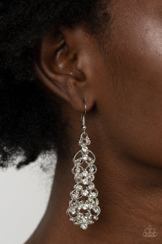 Diva Decorum White Earring - Paparazzi Accessories