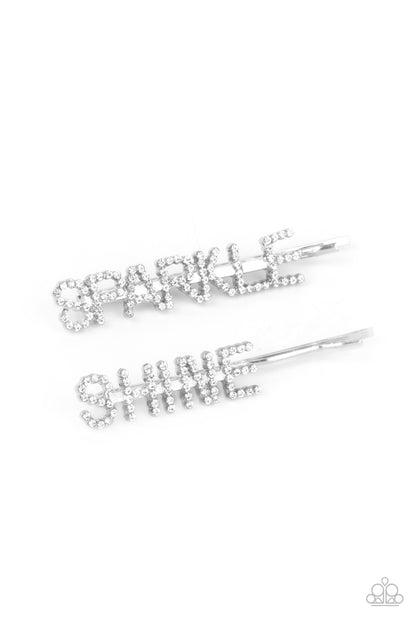 Center of the SPARKLE-verse White Hair Clip - Paparazzi Accessories