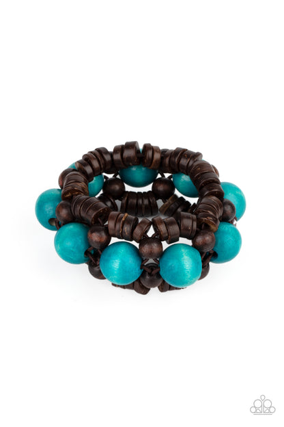 Tropical Temptations Blue Wooden Bracelet - Paparazzi Accessories