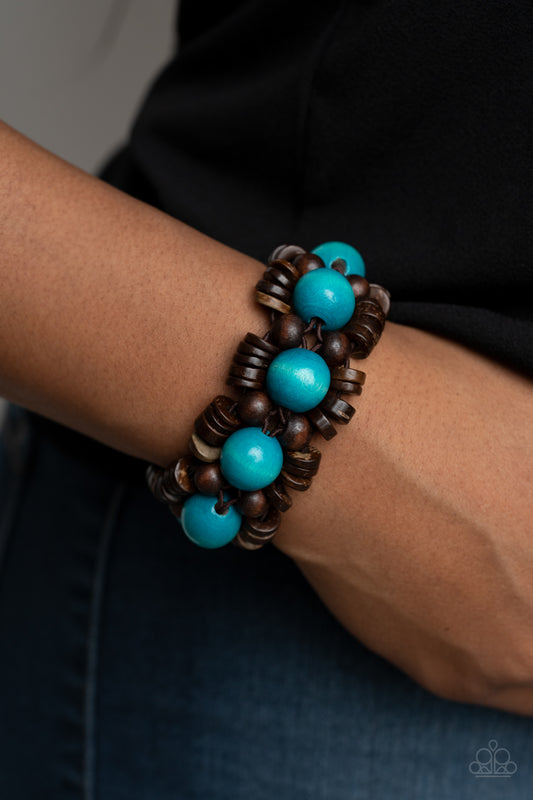 Tropical Temptations Blue Wooden Bracelet - Paparazzi Accessories