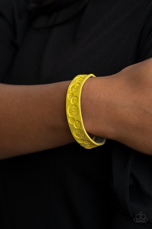 Follow The Wildflowers Yellow Wrap Bracelet - Paparazzi Accessories