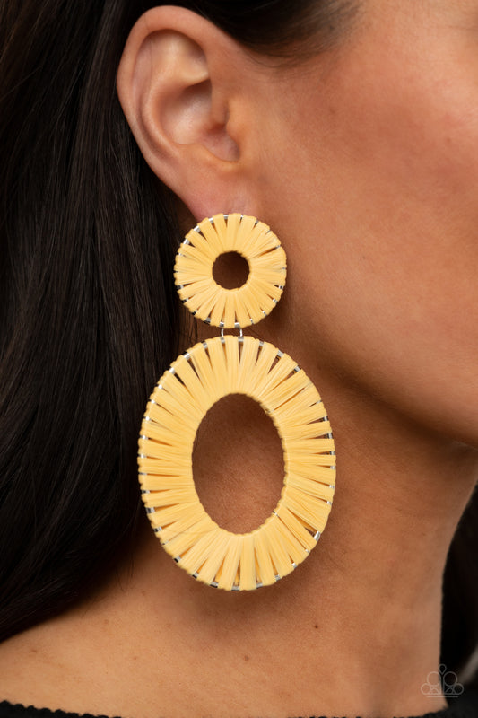 Foxy Flamenco Yellow Earring - Paparazzi Accessories