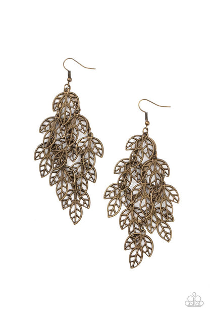 The Shakedown Brass Earring - Paparazzi Accessories