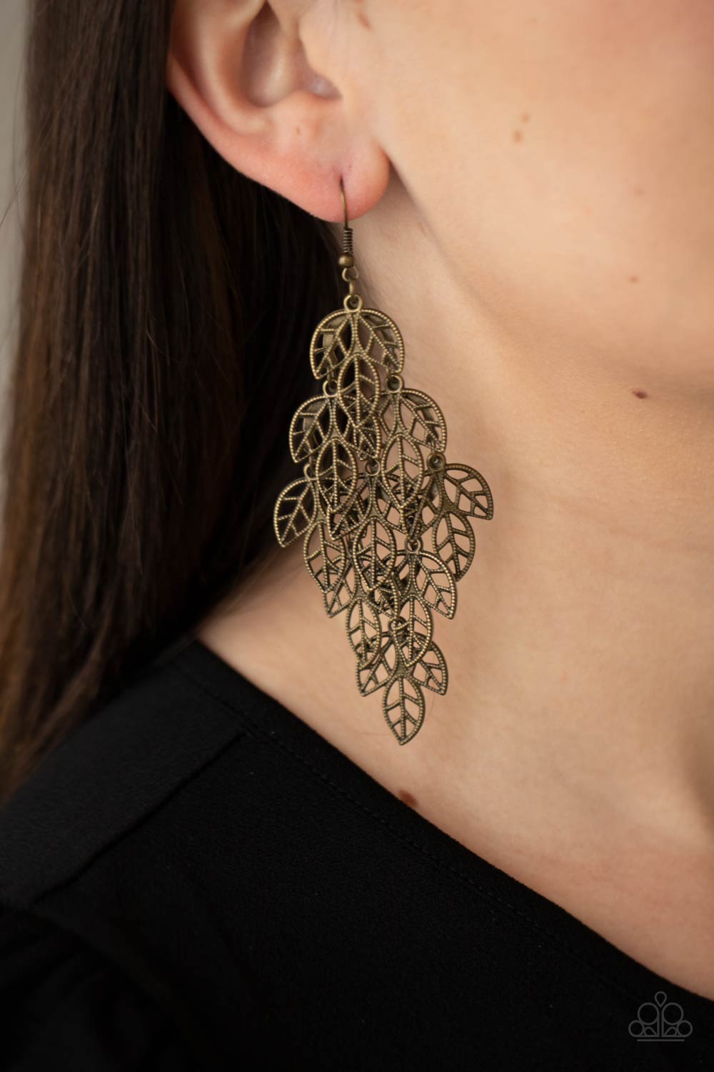 The Shakedown Brass Earring - Paparazzi Accessories