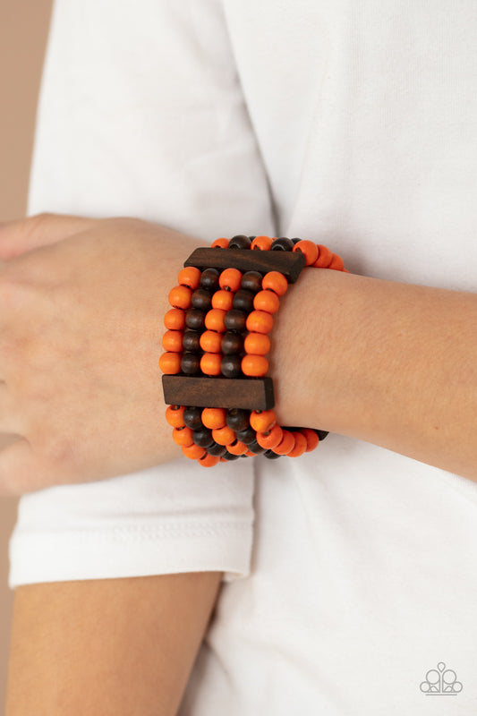 Caribbean Catwalk Orange Wooden Bracelet - Paparazzi Accessories