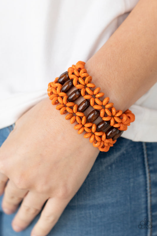 Bali Beach Retreat Orange Wooden Bracelet - Paparazzi Accessories