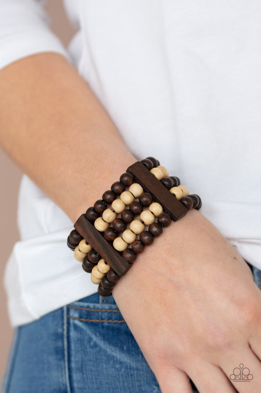 Caribbean Catwalk Brown Wooden Bracelet - Paparazzi Accessories