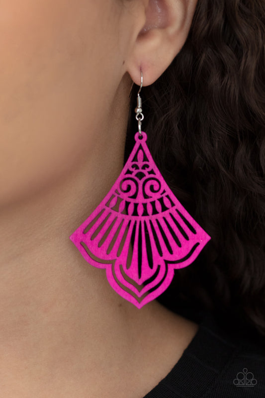 Eastern Escape Pink Wooden Earring