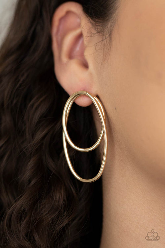 So OVAL-Dramatic Gold Earring - Paparazzi Accessories
